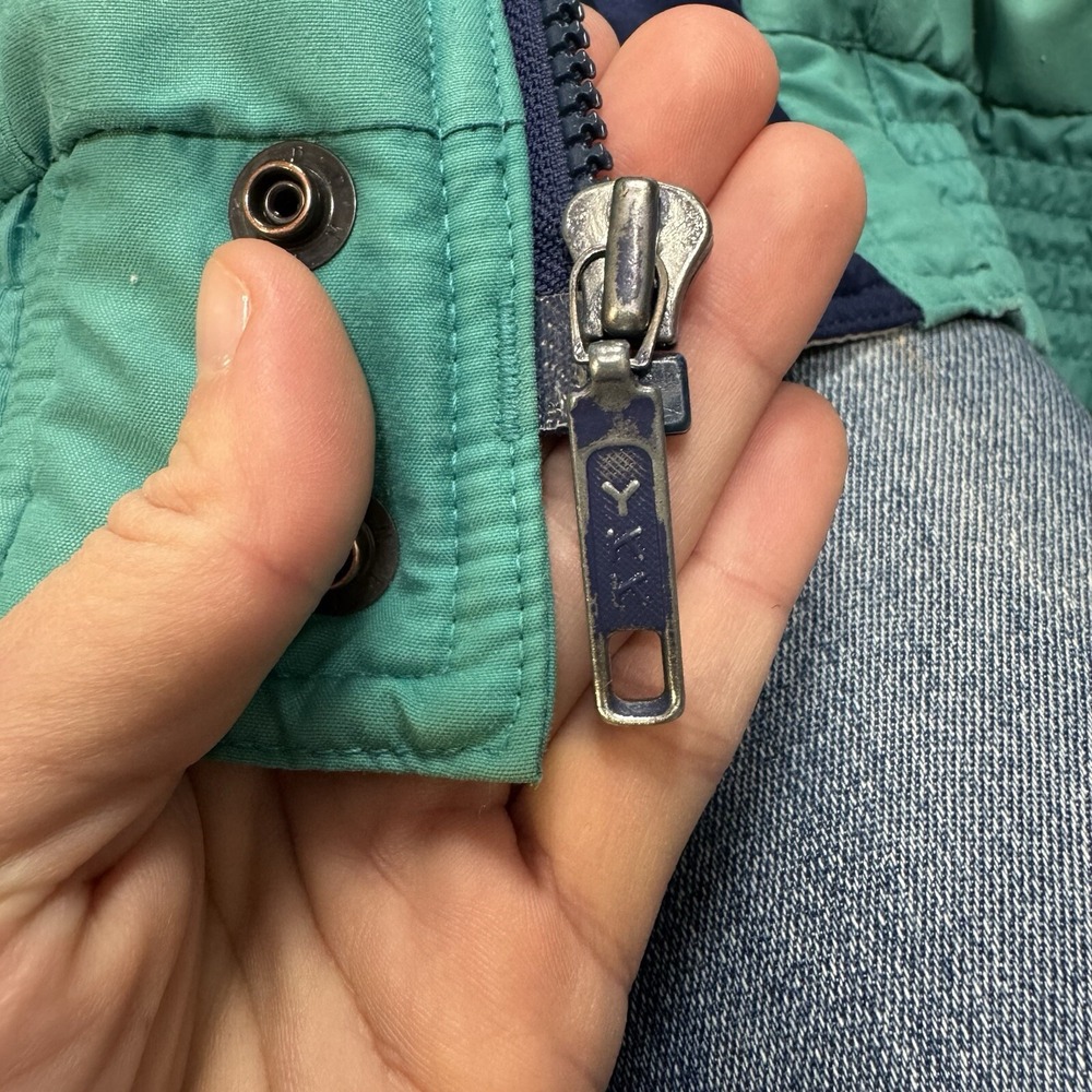 Vintage 80's 90's Mens Large Ski Jacket Down Filled Coat Inside Edge Blue Teal - Picture 3 of 16